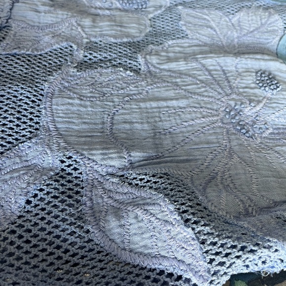 Free People Pearl Floral Maxi Dress Periwinkle Blue Sz Small Boho Open Knit $198 - Picture 9 of 13